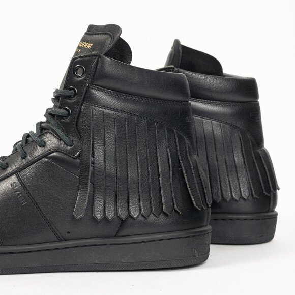 Saint Laurent SL/18H High Black Fringe High-Top Sneakers - Picture 9 of 13